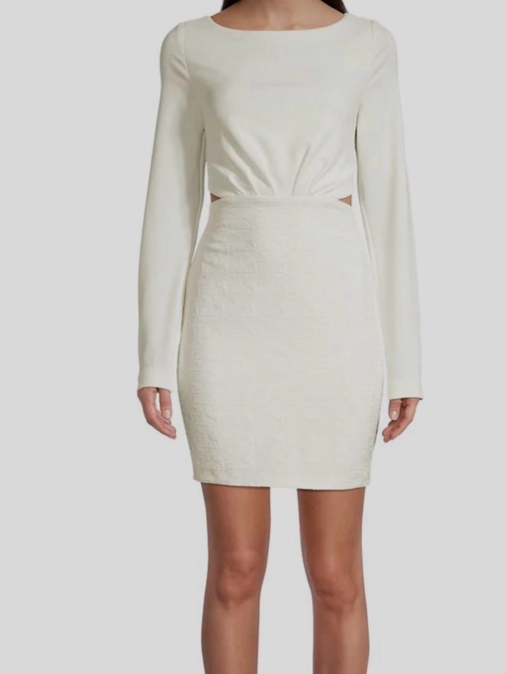 ONE33 Social Long-Sleeve Mini Dress - Elegant Textured Skirt